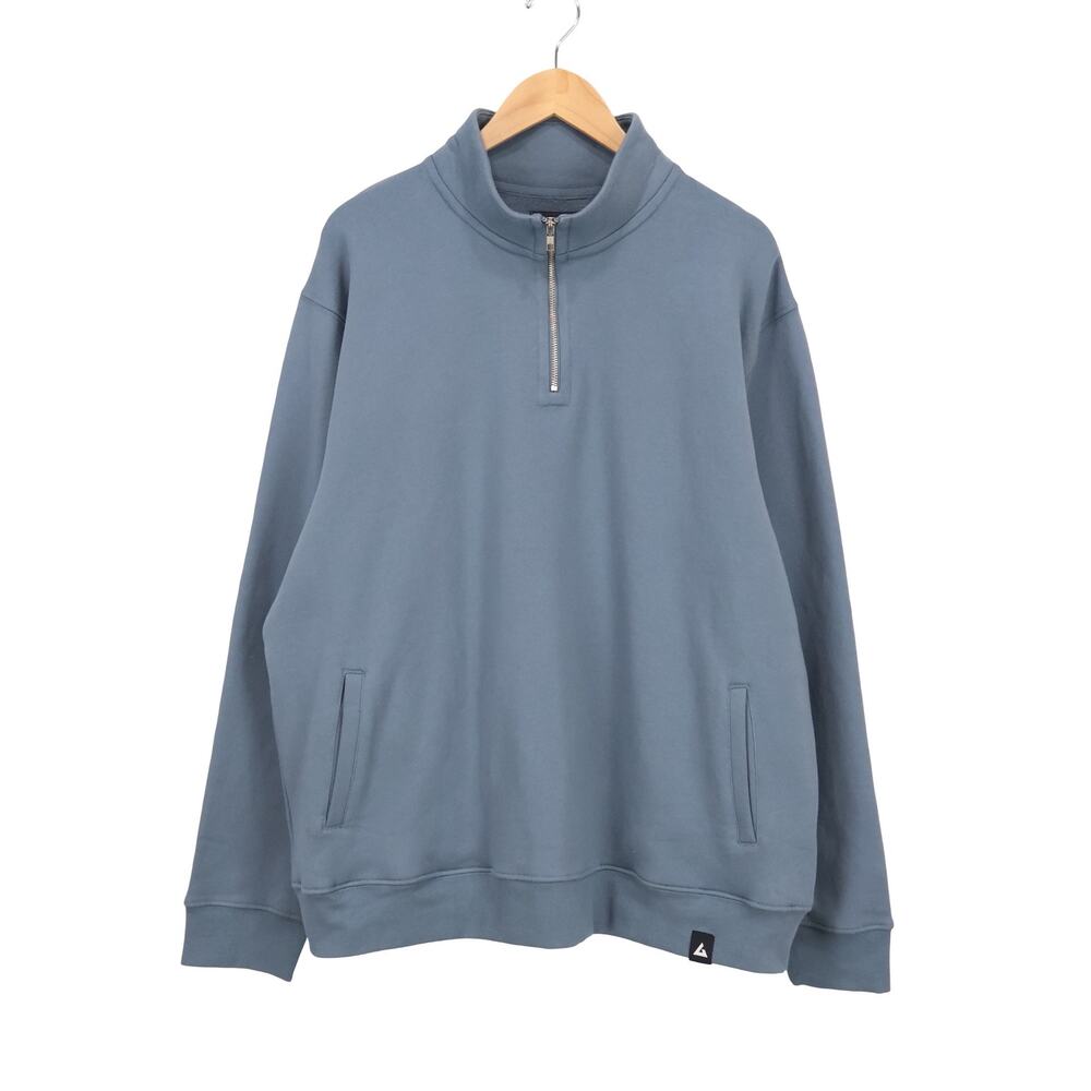 NWOT American Giant Men's Midweight Half Zip Fleece Mockneck Gray Blue Size XL